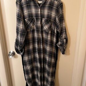 Plaid Long Sleeve Shirt Dress
